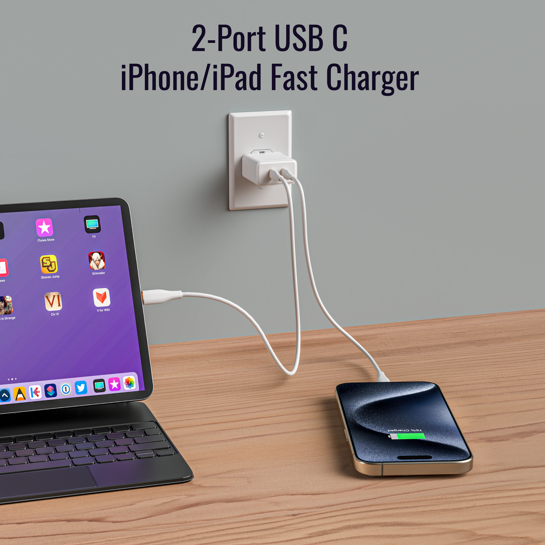 双口 USB-C 充电头，作品图 4